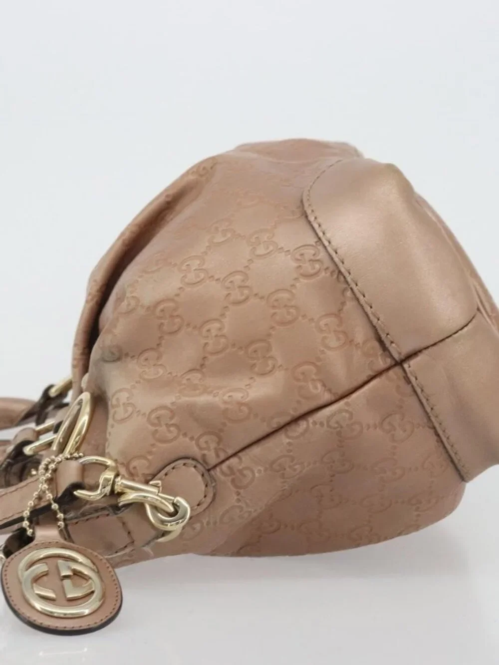 GUCCI GG Canvas Guccissima Sukey Bag Leather 2way Pink Gold 247902 Auth 176609